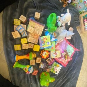 Books toys and linkamals.. blocks and others